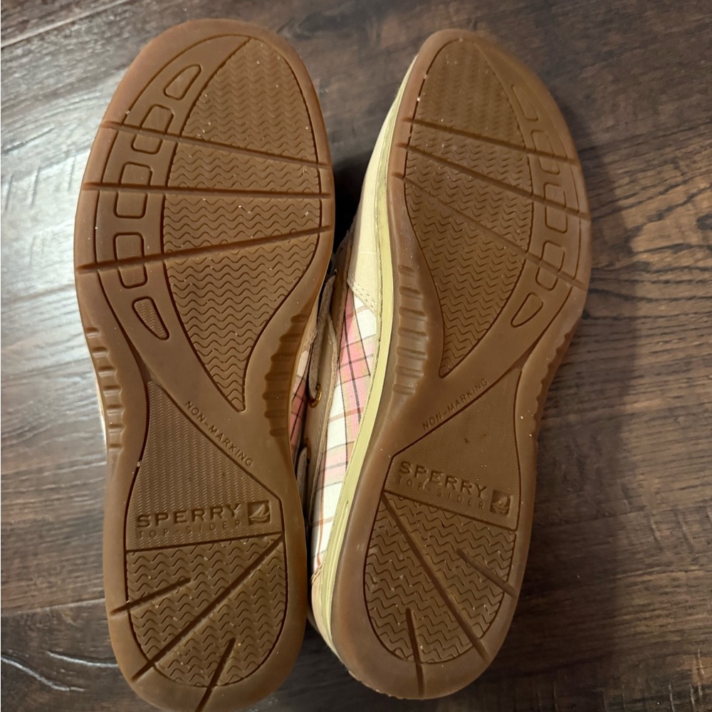 Sperry Topsider shoes, tan with pink, size 7.5, EUC - Picture 6 of 6